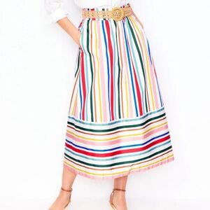 Boden Tie Belt Sateen Midi Skirt
Ivory Varigated Rainbow Stripe